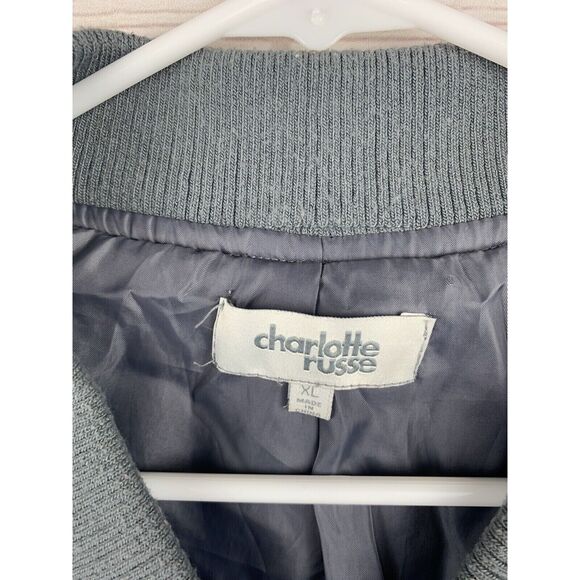 Charlotte Russe Juniors XL Gray White Full Zip Fuzzy Jacket pockets‎ - Picture 3 of 5